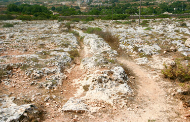 Misrah ghar il-kbir cart tracks in Malta