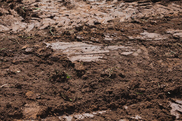 Flat ground texture. Preparation of land for construction