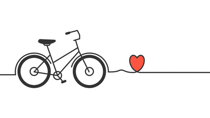 Love my bike label. Bike bicycle icon . Modern Cycling Flat Line Art drawing, Vector Illustration.