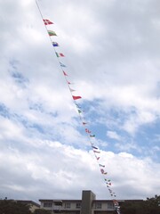 The flags of all nations in the sky

