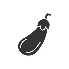 Eggplant black glyph icon. Aubergine. Agriculture plant. Salad ingredient. Natural vegetable. Healthy, organic food. Vegetable. Pictogram for web page, mobile app, promo.
