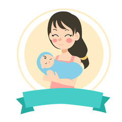 Mommy and her newborn baby. Mom holding and hug her baby. mother love.