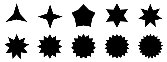 set of silhouettes of black and white silhouettes stars icon vector illustration graphic design sign symbol 