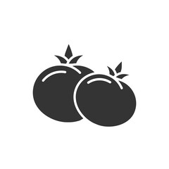 Tomatoes black glyph icon. Red tomato sign. Natural vegetable concept. Healthy, organic food. Cooking ingredient. Pictogram for web page, mobile app, promo. UI UX GUI design element.