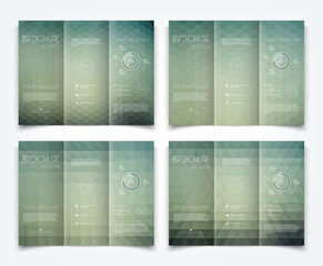 Collection of vector tri-fold brochure design templates with geometric pattern