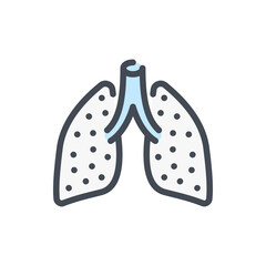 Affected Lungs color line icon. Lungs with Virus vector outline colorful sign.