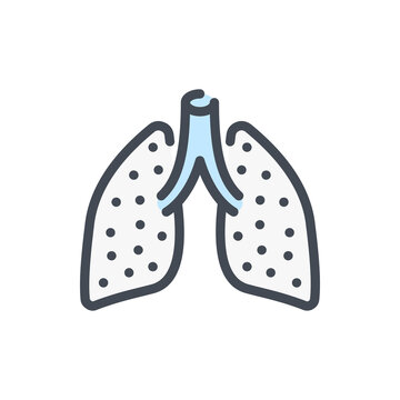 Affected Lungs color line icon. Lungs with Virus vector outline colorful sign.