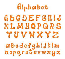 Cute kids alphabet. Volumetric letters. Vector