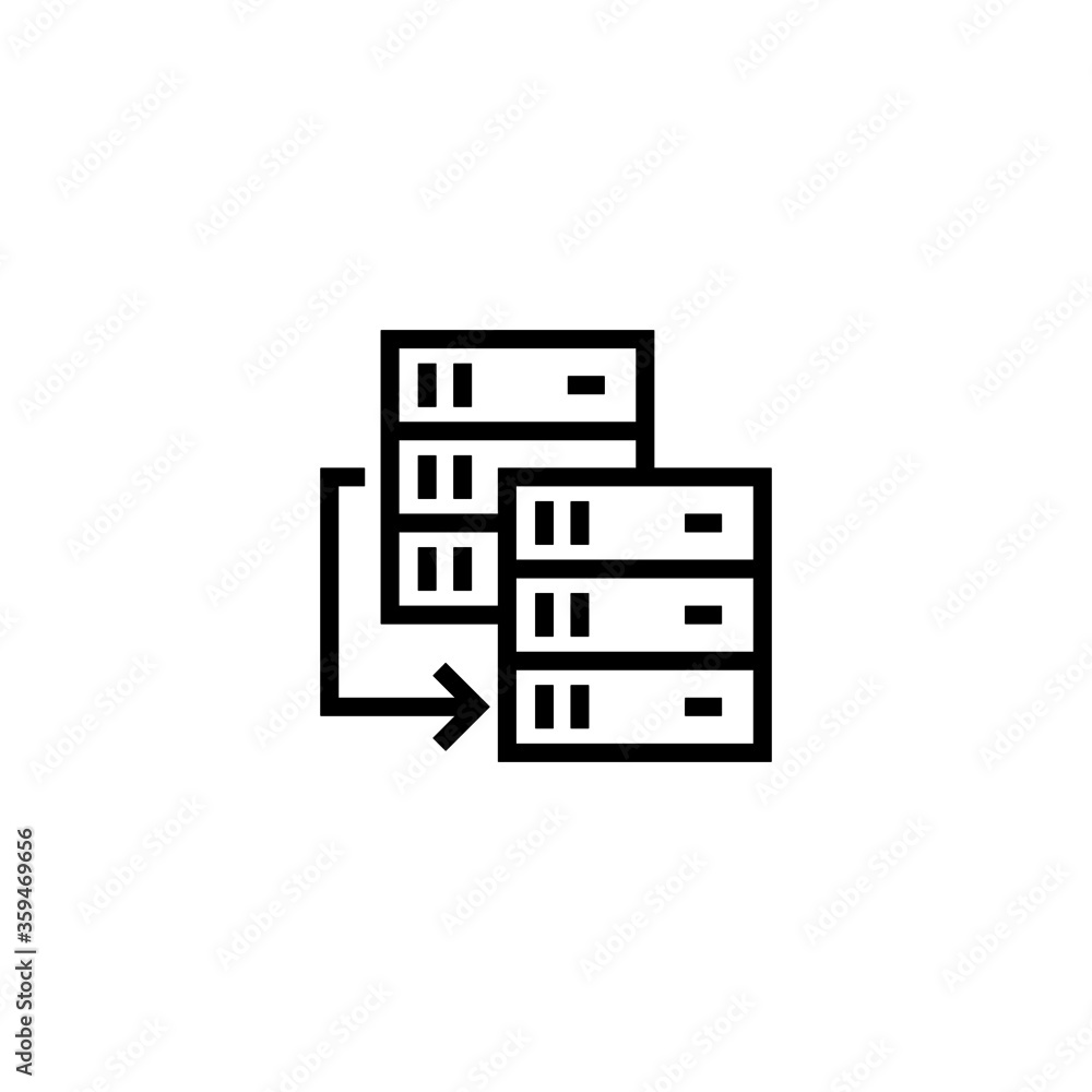 Poster database mirroring icon in black line style icon, style isolated on white background