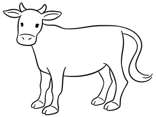 牛の手描き風線画イラスト