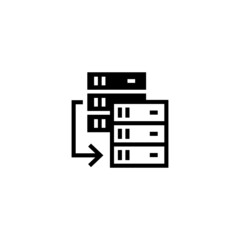 Database Mirroring icon in black flat glyph, filled style isolated on white background