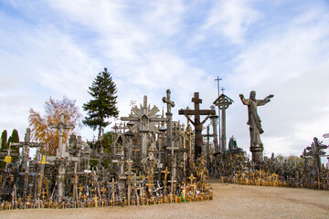 Hill of crosses, large group of crosses on the hill in Lithuania, Famous landmark, must visit place.