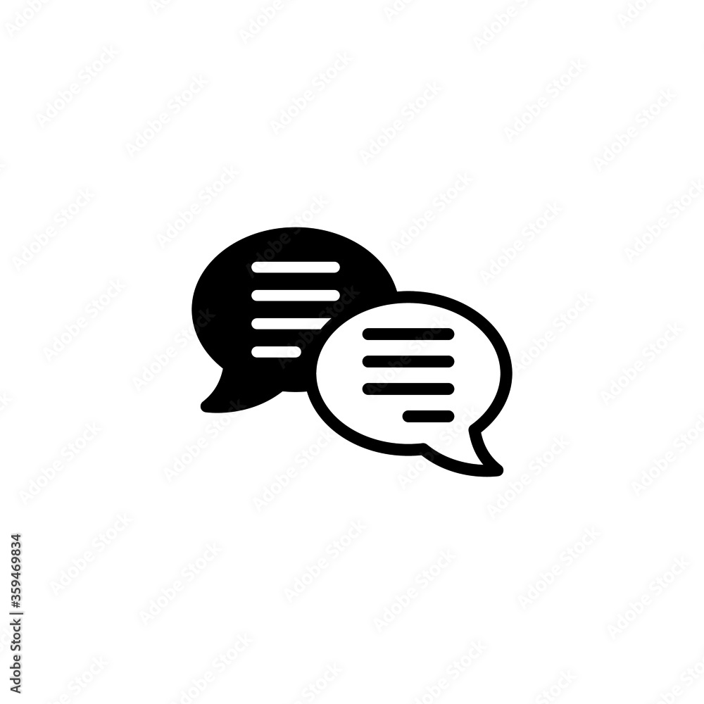 Poster cloud with message icon. communication cloud icon in black flat glyph, filled style isolated on whit