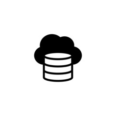 Access, cloud, data, file management icon in black flat glyph, filled style isolated on white background