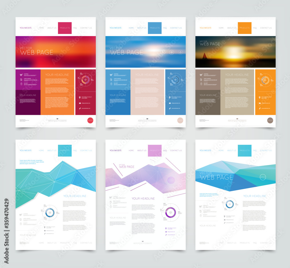 Wall mural vector web site design template set