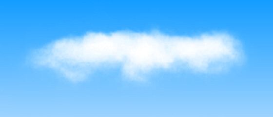 Naklejka na ściany i meble Realistic isolated cloud on blue sky background. Vector.