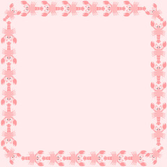 ロブスターのフレーム　正方形　パステル