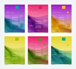 Vector web site design template set with colorful soft background