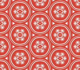 Cartoon geo seamless pattern. Infinity geometric background in flat style.  Tiled wrapping paper, mosaic cover, card. Vector illustration.   