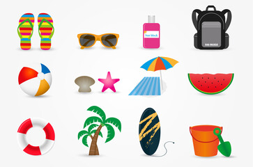 set of summer icons