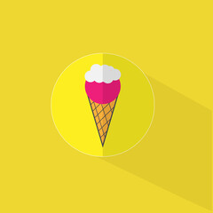 Cone ice cream flat icon. A cone with cream. Summer icon vector illustration.