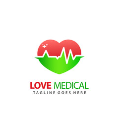 Love Medical Plus Modern Logo Icon Design Vector Illustration Template