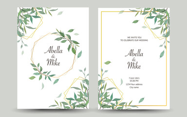 beautiful illustration of greeting card or invitation with plants and flowers.