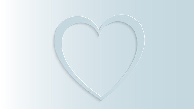 Large gray 3D surround heart cut out of paper with a falling shadow to the day of Saint Valentine and copy space on a white background. Vector illustration