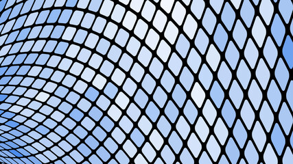 Multicolored abstract background of blue squares, rhombuses, rectangles tiles, mosaic with seams of glowing magical energy shiny bright beautiful. Vector illustration. Texture