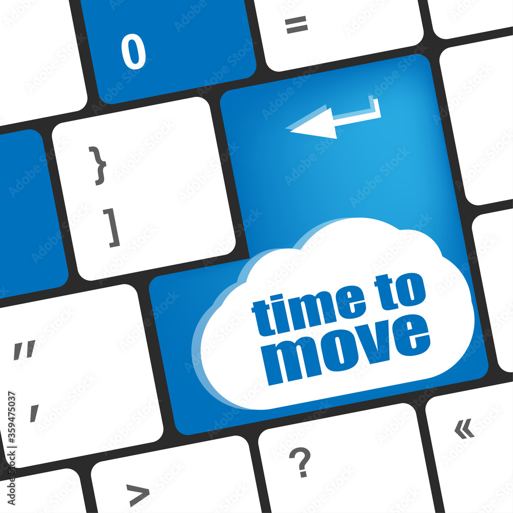 Aufkleber words time to move on computer keyboard key
