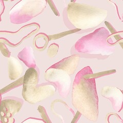 Hand drawn watercolor isolated illustration on the white flat background. abstract different shape colorful blots.