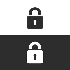 Black & White Padlock icon. Lock App icon design. Vector illustration