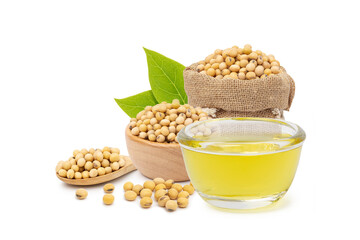 Soybean oil isolated on white background.