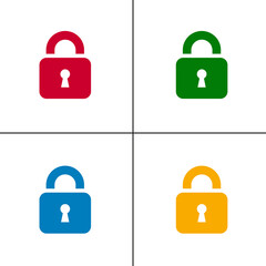 Vector Padlock icon. lock app icon set ( 4 color design )