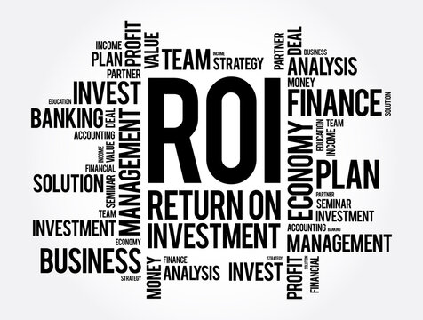 ROI - Return on investment word cloud, business concept background