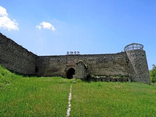 Front view onto Ganja Gate in Shusha, Nagorno-Karabakh Republic. Gate is most best extant part of...
