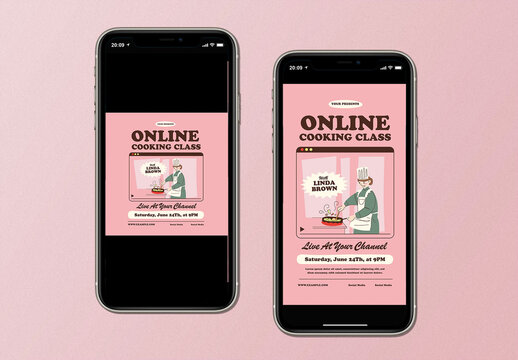 Retro Online Cooking Class Social Media Layout