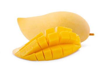 ripe mango isolated on white background, with clipping path, Sweet fruit concept, Fresh from garden