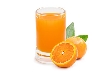 100% Orange juice isolated on white background.