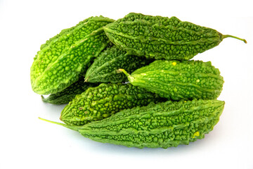 Bitter gourd, Thai herbs isolated on white background