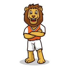 Lion smile cute mascot design illustration vector template