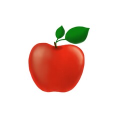 red ripe apple with green leaves
