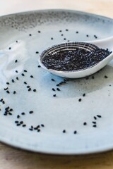 The plate of black cumin seeds