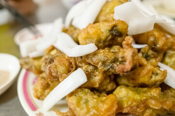 Taiwanese snacks of delicious fry oyster