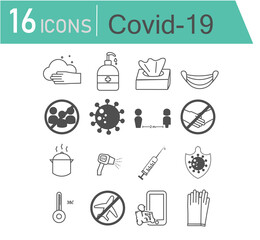16 safe covid icon to protect coronavirus do and don'tto safe from virus