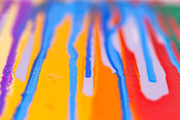 .colorful of screen printing ink are dripping on white background