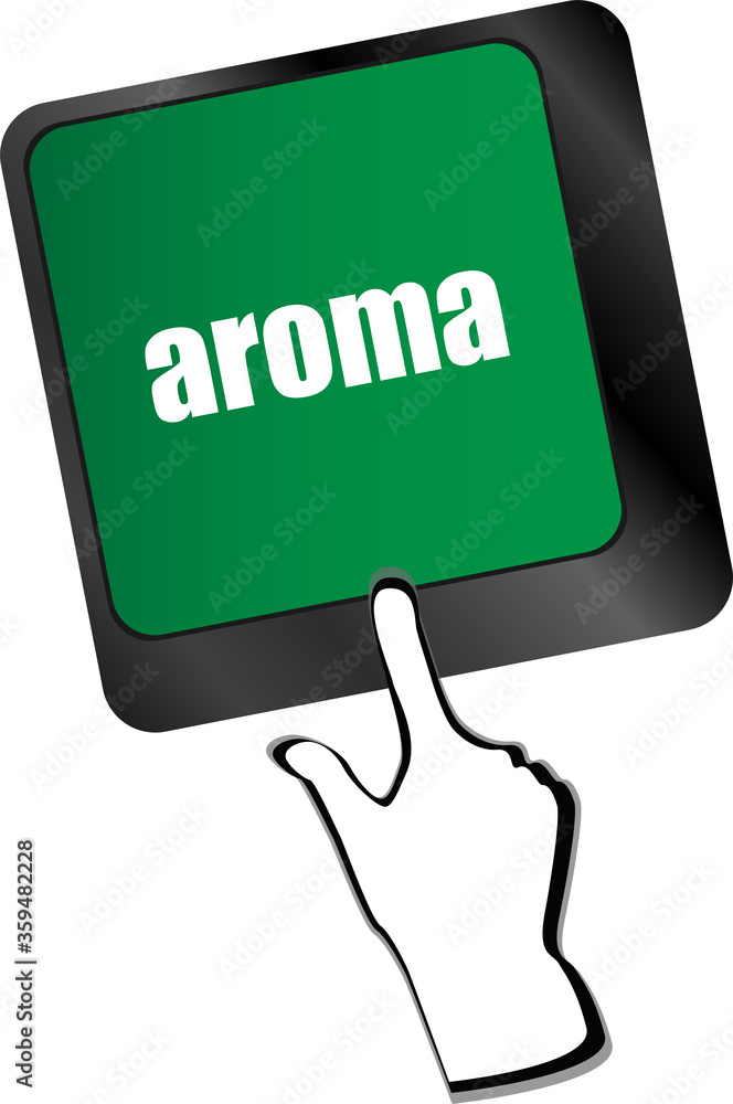 Poster button with aroma on computer keyboard key