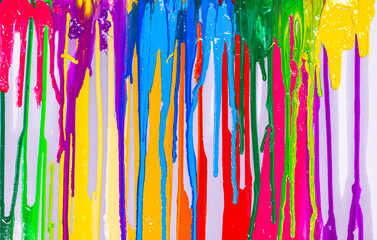 .colorful of screen printing ink are dripping on white background