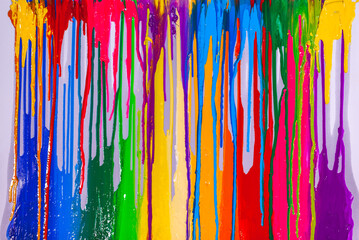 .colorful of screen printing ink are dripping on white background