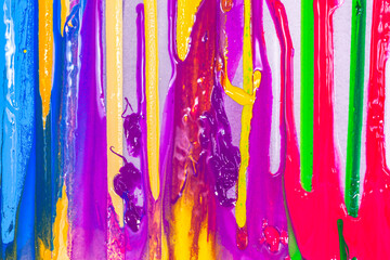 .colorful of screen printing ink are dripping on white background